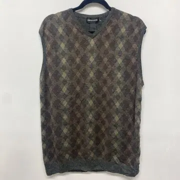vintage 피에르 가르뎅 아가일 무늬 V넥 스웨터 베스트 L