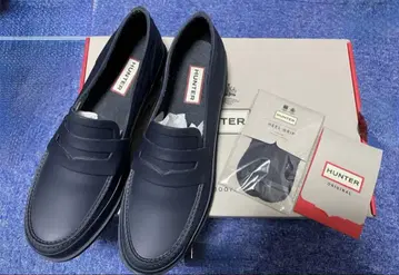 HUNTER 네이비 헌터 페니 로퍼 거의 새상품 UK 6 레인용