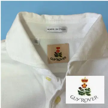 GUY ROVER 화이트 피케 셔츠 L 사이즈 이탈리아제