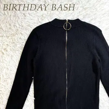 BIRTHDAY BASH 백 지퍼 디자인 니트 원피스 긴팔