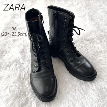 ZARA 자라 레이스업 사이드 지퍼 부츠 8홀 블랙