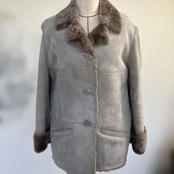 그레이 무스탕 코트 퍼 카라 부착 불가리아