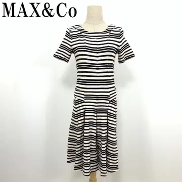 LA5526 맥스앤코 반팔 보더 원피스 블랙 x 베이지 S