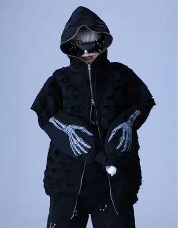 Gamchu 나의 빌런 배틀 모드 풀 데미지 패치 지퍼 후드티