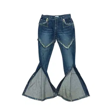 y2k fringe flare denim grunge star studs