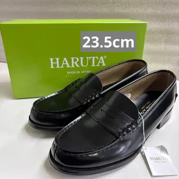 미사용품 HARUTA 천연 가죽 코인 로퍼 23.5 블랙 일본제 3048