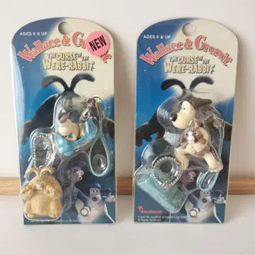 [미개봉 새상품] 월레스와 그로밋 채소밭에서 대위기 스트랩 2점 마스코트