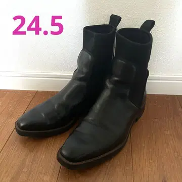 자라 ZARA 가죽 사이드 고어 부츠 첼시 삭스 스퀘어 38