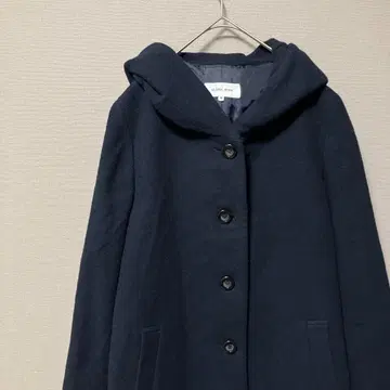 글로벌 워크 롱 코트 (M) 후드 있음 성숙 캐주얼 네이비 무지