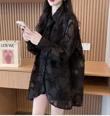 하자품 겉옷 자켓 가디건 블랙 프론트 오픈 블랙 시스루 긴팔