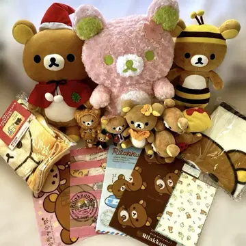 리락쿠마 봉제 인형 담요 냅킨 클리어 파일 레트로 묶음 판매