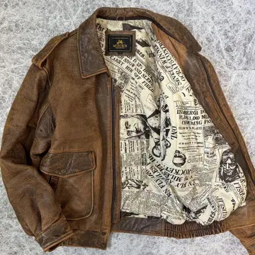 vintage sheepskin leather flight jacket