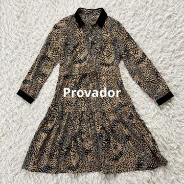 Provador 꽃무늬 긴팔 플레어 원피스 무릎 아래 기장 M 새상품급