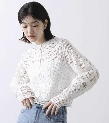 LU 바텐 레이스 블라우스