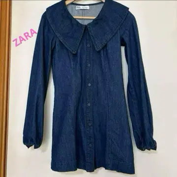 ZARA 데님 블루 큰 옷깃 원피스