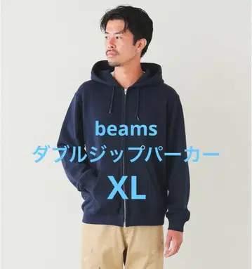BEAMS / 멜란지 집업 후드티 XL