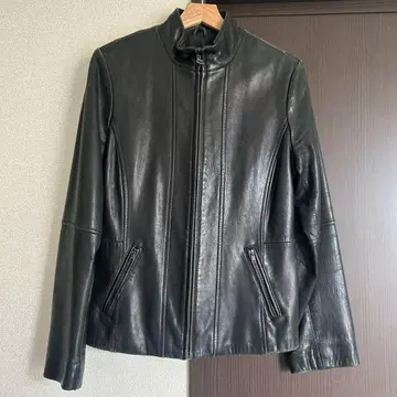 블랙 가죽 싱글 라이더 자켓