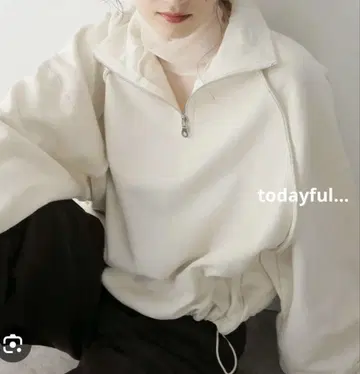 todayful 하프 집 풀오버 아이보리 에크루