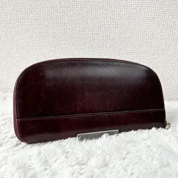 ITAGAKI 이타가키 장지갑 천연 가죽 가죽 브라운 라운드 지퍼