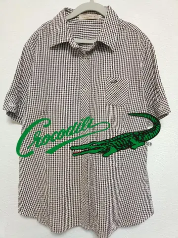 택 포함 미사용 새상품 Crocodile 체크 무늬 반팔 셔츠 M 90s