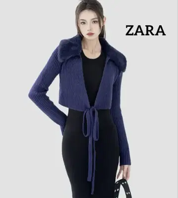 [ ZARA ] 인조 모피 칼라 니트 스웨터 M