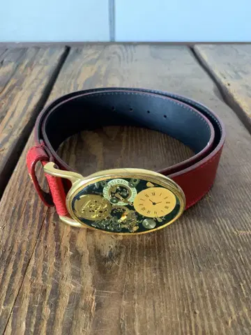 BALLY 가죽 벨트 빨간색 레드