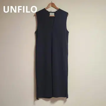 UNFLO 점퍼 스커트 V넥 스트레치 점프 스커트 S 네이비 롱