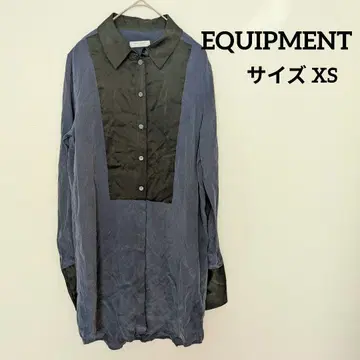 EQUIPMENT 긴팔 셔츠 원피스 XS 네이비/블랙 실크 100%