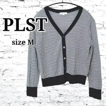 미사용 PLST 플라스테 보더 가디건 블랙 화이트 니트 긴팔 M