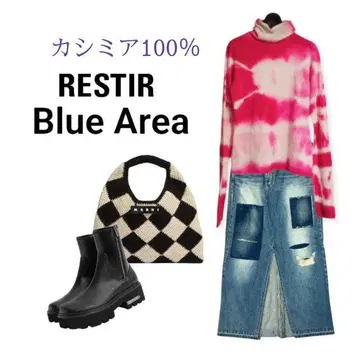 이탈리아제 RESTIR BLUE AREA 캐시미어 100% 니트
