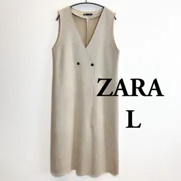 [ ZARA ] 더블 브레스트 페이크 스웨이드 오버롤 스커트 L
