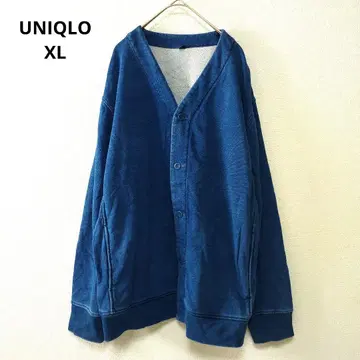 유니클로 인디고 가디건 자켓 V넥 파랑 XL 남녀 공용