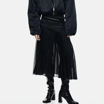 H&M Edition 플리츠 쉬폰 롱 스커트 36 새상품