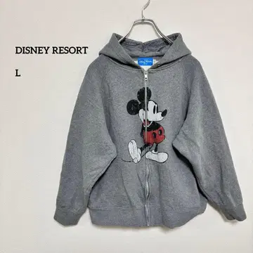DISNEY RESORT 미키 지퍼 후드티 L 후드 귀 포함 c4712