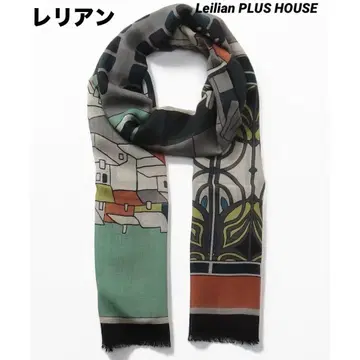 미사용 레리안 Leilian PLUS HOUSE 아트 프린트 스톨