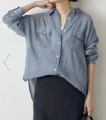 BEARDSLEY 쉬폰 데님 셔츠