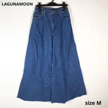 미사용품 LAGNAMOON 러그 문 데님 와이드 팬츠 M