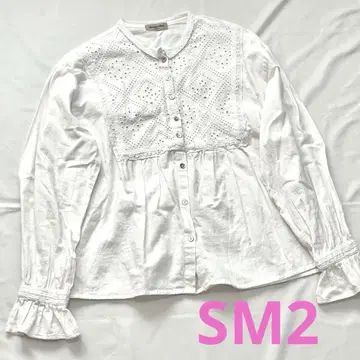 Samansa Mos2 가슴 컷워크 자수 블라우스