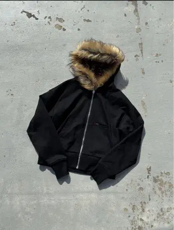 9/S project FUR ZIP HOODIE - BLACK