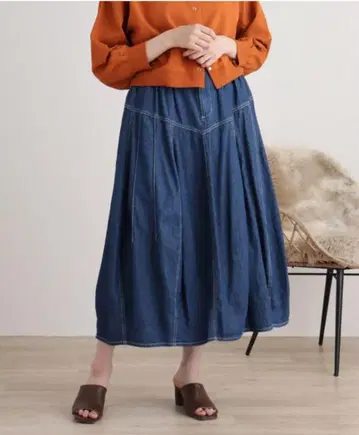mililopiulu 밀리 로피울 데님 플레어 롱 스커트