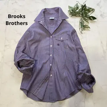 Brooks Brothers 스트라이프 셔츠 로고 자수 사이즈 0 보라색