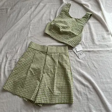 ZARA 그린 체크 셋업 S