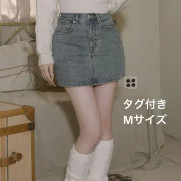 새상품 택 포함 Darich 백 커브 데님 미니 스커트 BLU M 사이즈