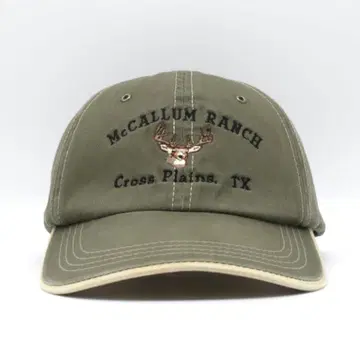 McCALLUM LANCH 텍사스 기업 자수 캡 사슴 카키 구제 의류