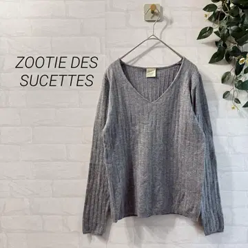 [ ZOOTIE DES SUCETTES ] V넥 리브 니트 (L) 그레이
