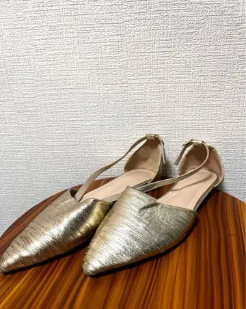 골드 스틸레토 펌프스 24cm 결혼식 데이트 2차