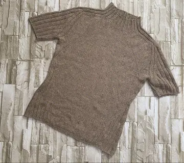 GIANNI LO GIUDICE 브라운 반팔 니트 리브 하이넥 36