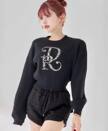 Darich 다리치 DR 비쥬 볼륨 리브 니트 상의 블랙