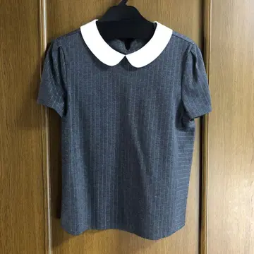 새상품급 매킨토시 철학 화이트 카라 부착 티셔츠 반팔 스트라이프