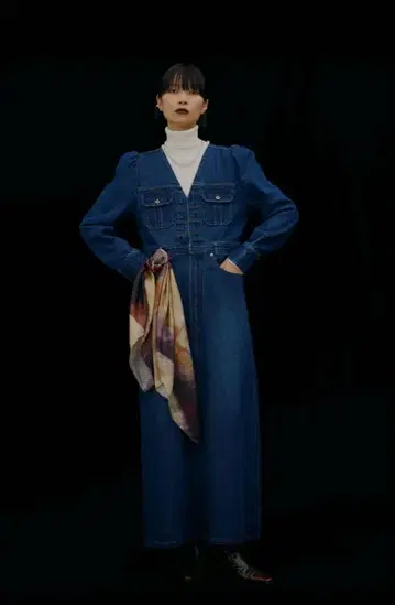 ADORABLE BACK RIBBON DENIM DRESS